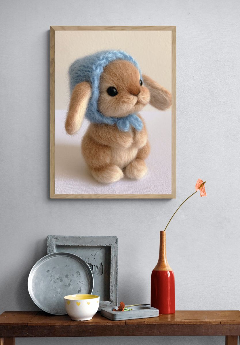 Blue Bonnet Bunny Photography Poster. — room view 3