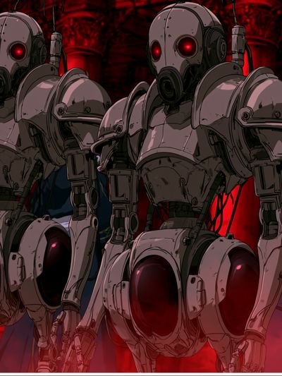 Red-Eyed Robots Sci-Fi Poster.