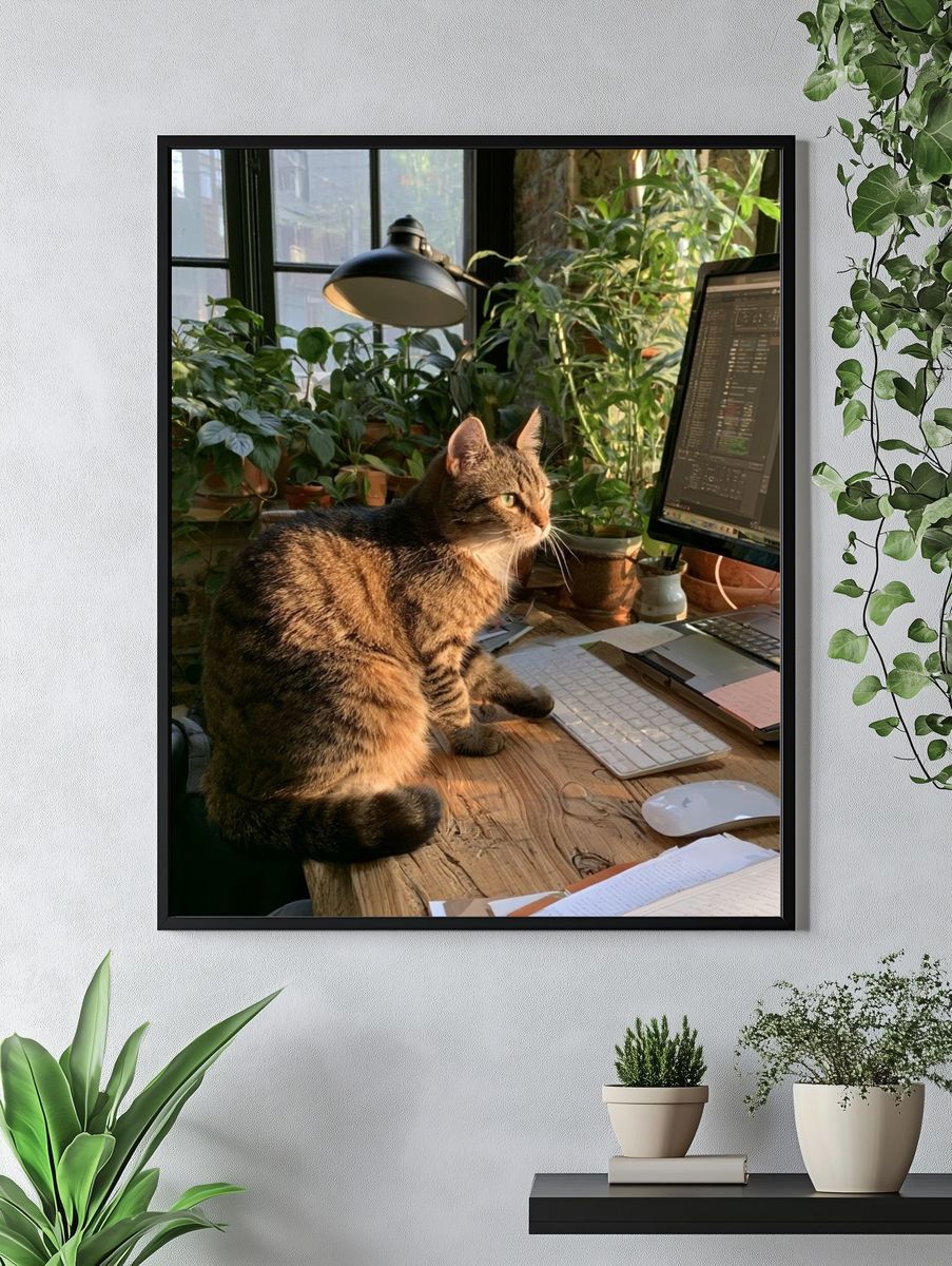 Tabby Cat Office Portrait Poster. — room view 4