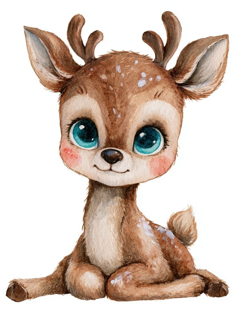 Cute Baby Deer Watercolor Print. poster — animals art