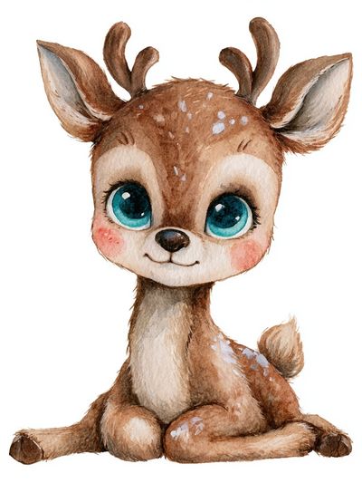 Cute Baby Deer Watercolor Print.
