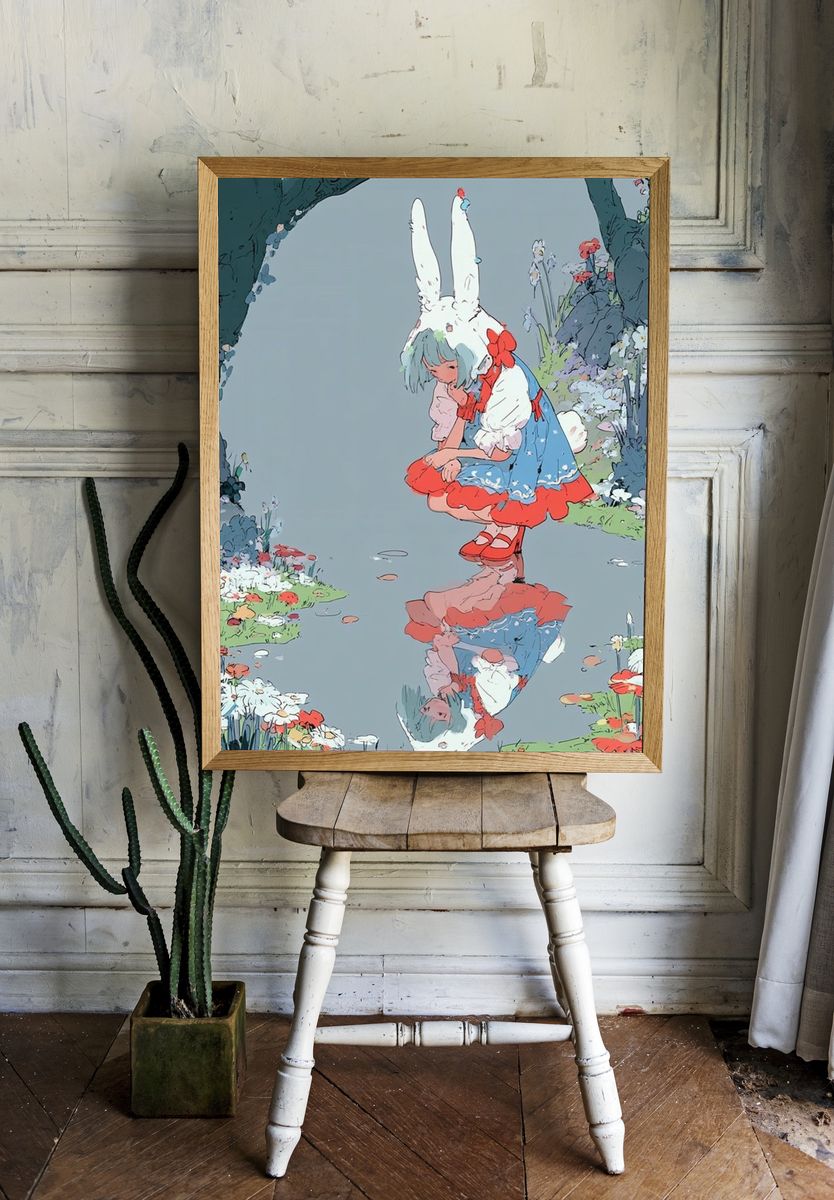 Rabbit Girl Garden Print. — room view 1