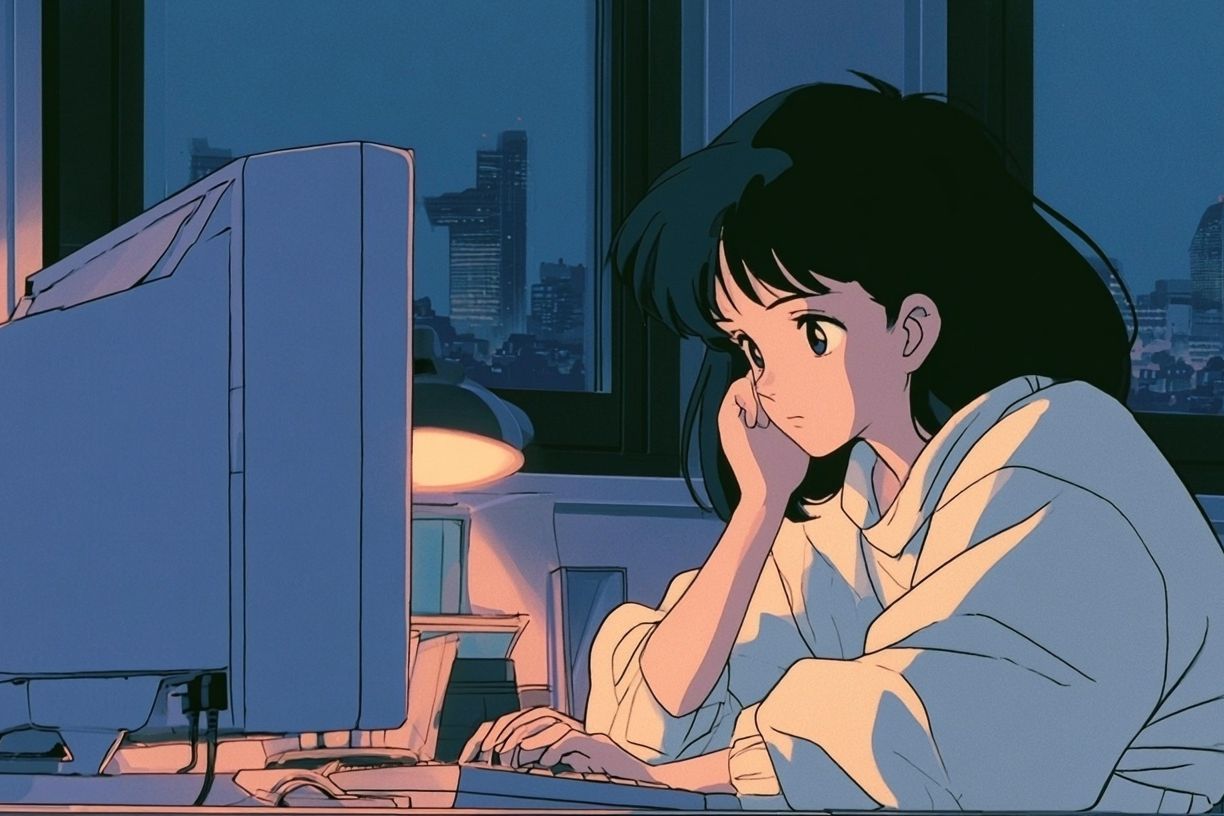 Anime Night Study Illustration Poster. poster — anime art