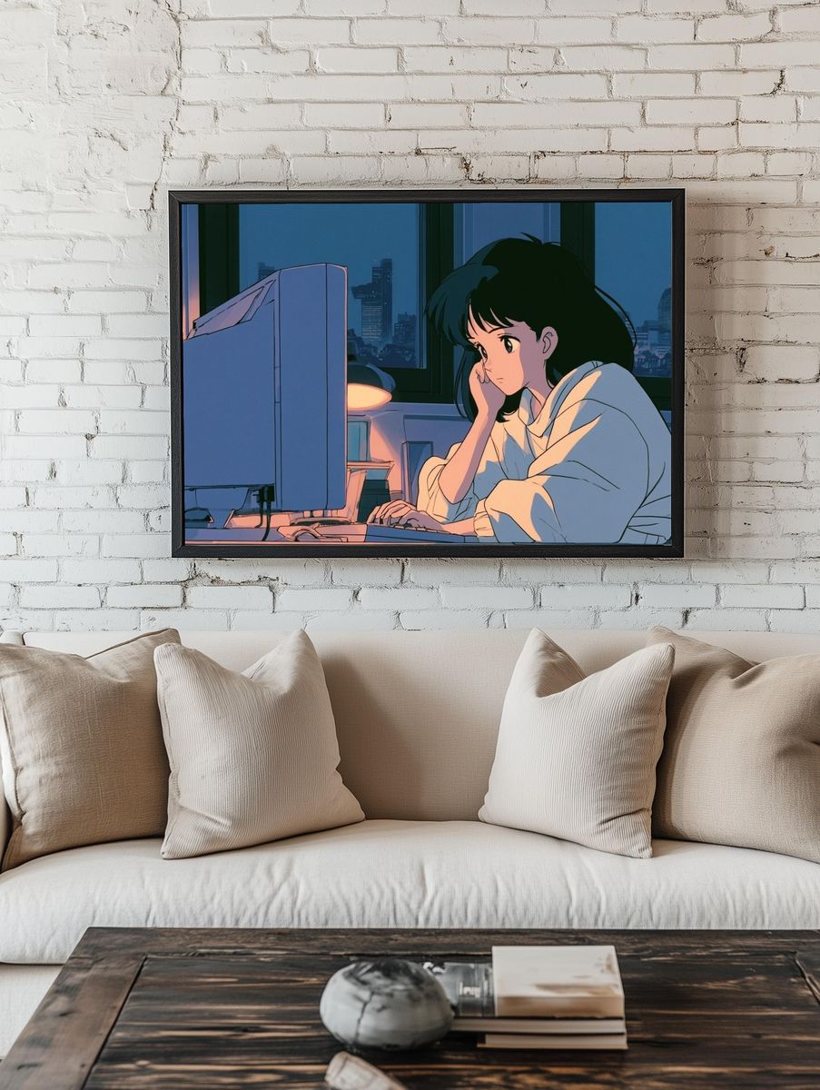 Anime Night Study Illustration Poster. — room view 1