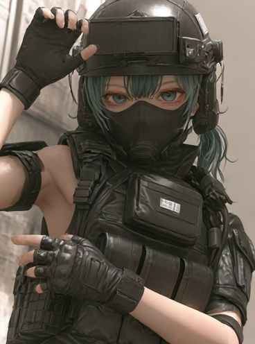 Masked Tactical Anime Portrait Poster. poster — anime art
