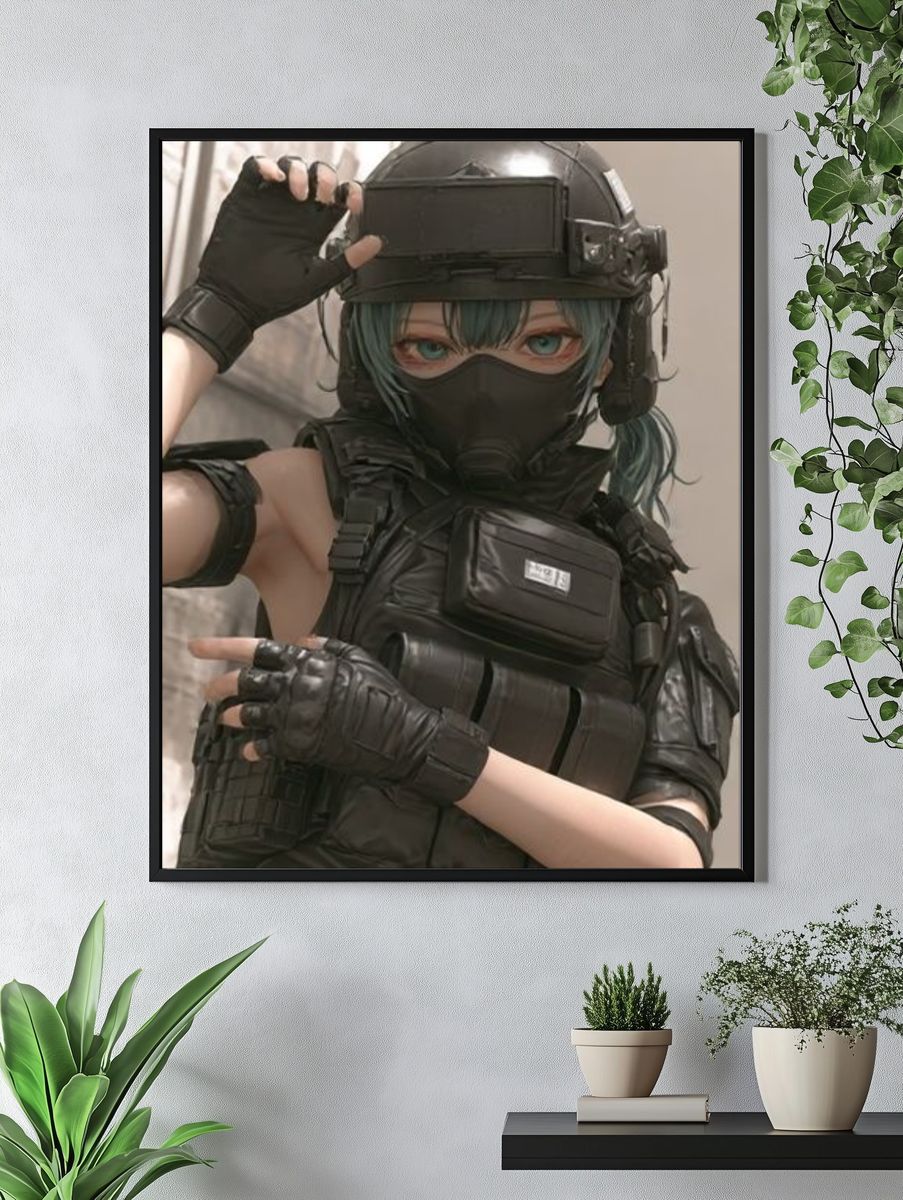 Masked Tactical Anime Portrait Poster. — room view 4