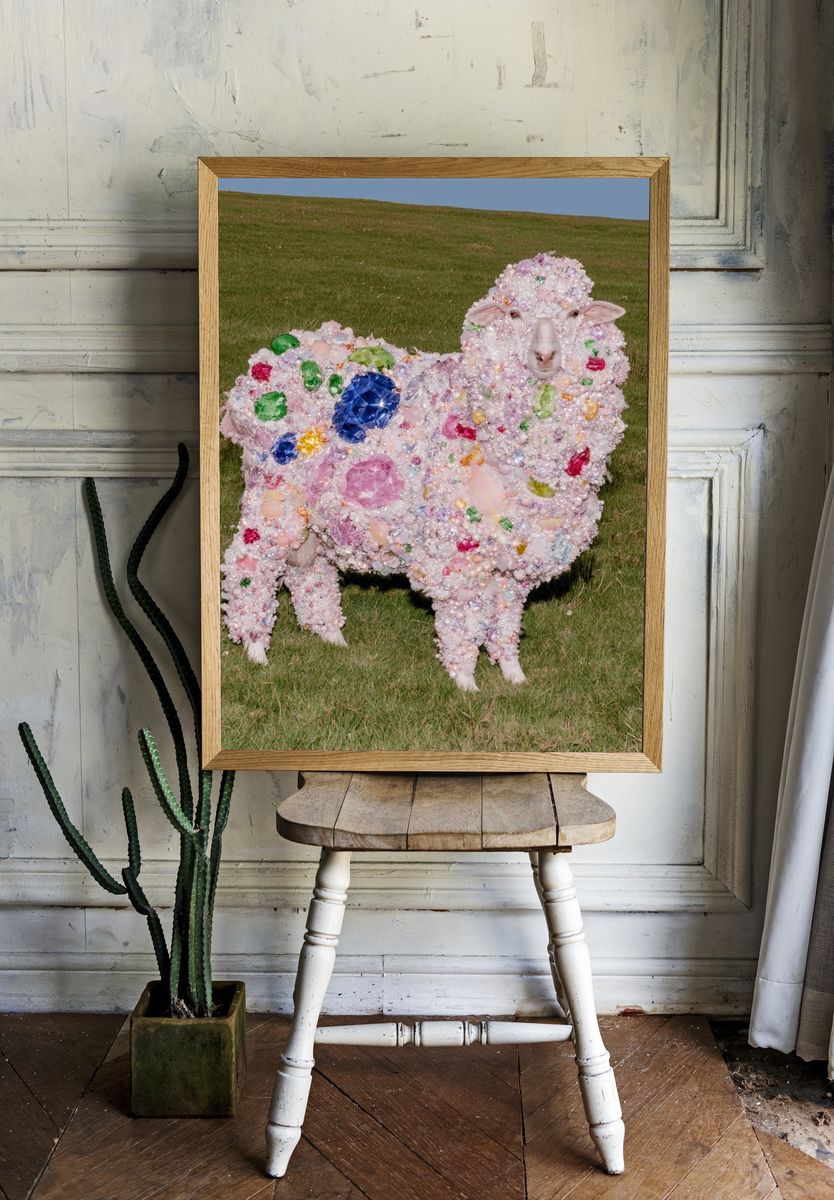 Jeweled Sheep Fantasy Print. — room view 1