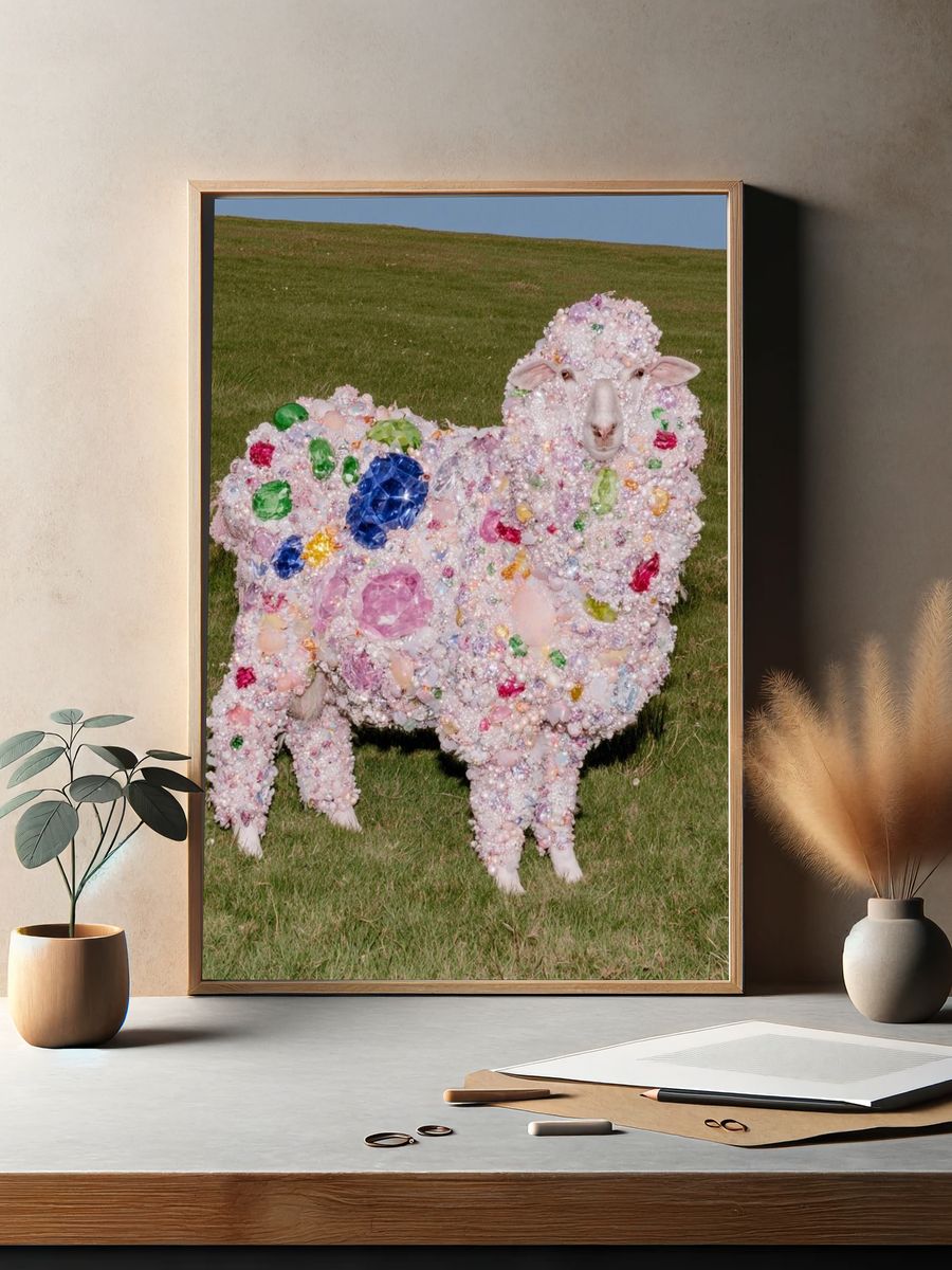 Jeweled Sheep Fantasy Print. — room view 2