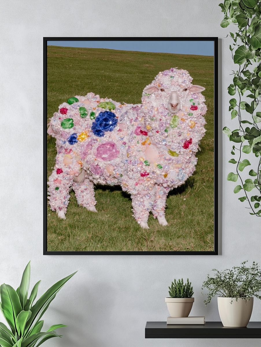 Jeweled Sheep Fantasy Print. — room view 4