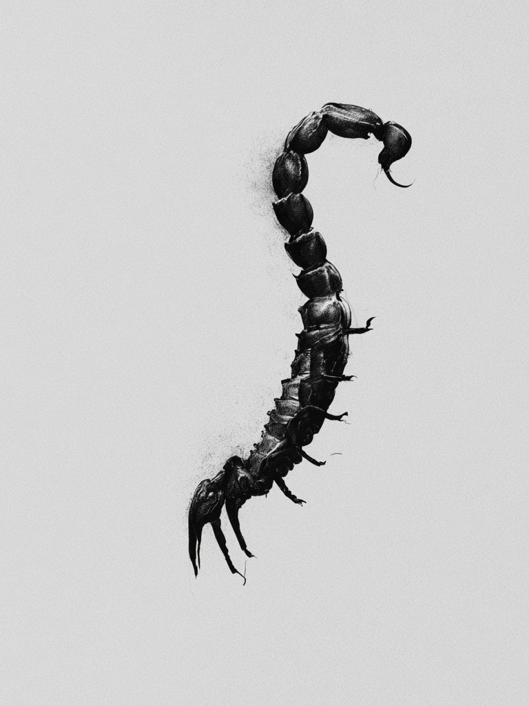 Scorpion Silhouette Black-White Poster. poster detail