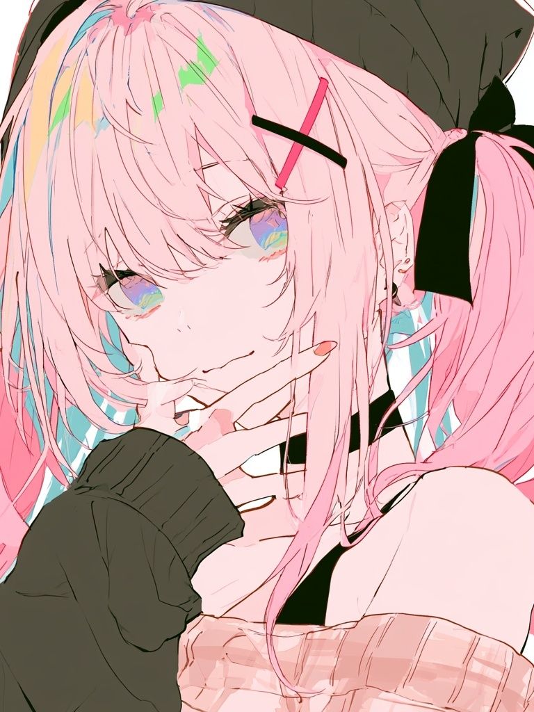 Pink Haired Anime Girl Print. poster detail