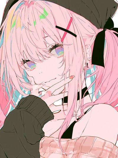 Pink Haired Anime Girl Print. poster