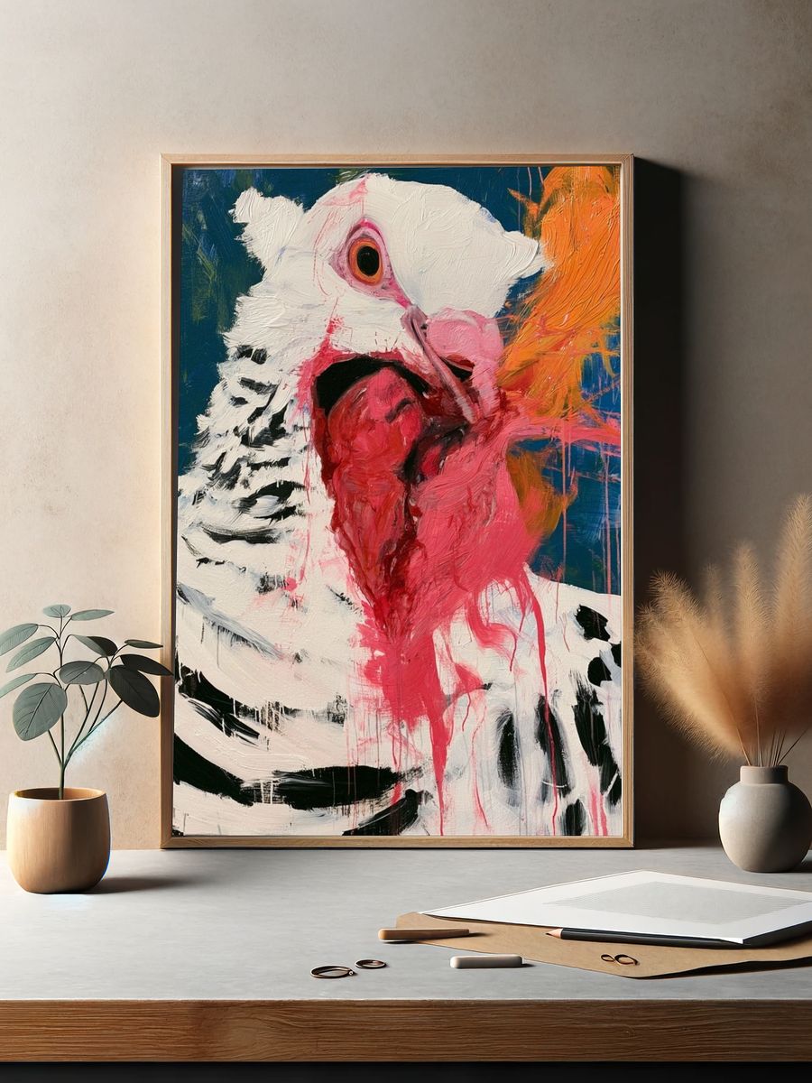 Abstract Bird Portrait Print. — room view 2