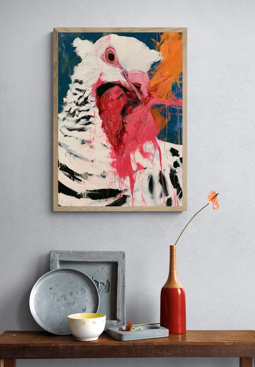 Abstract Bird Portrait Print. — room view 3
