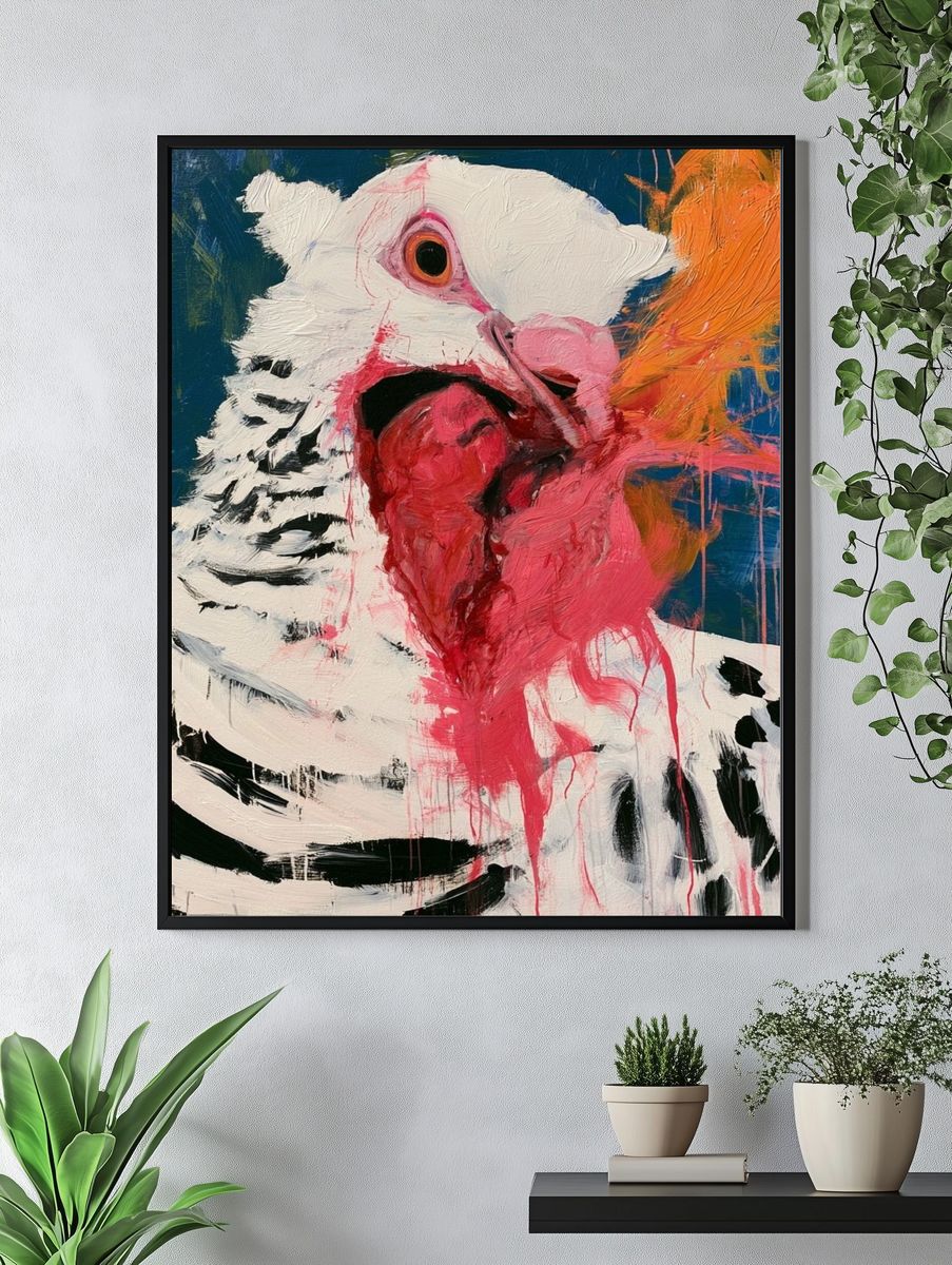 Abstract Bird Portrait Print. — room view 4