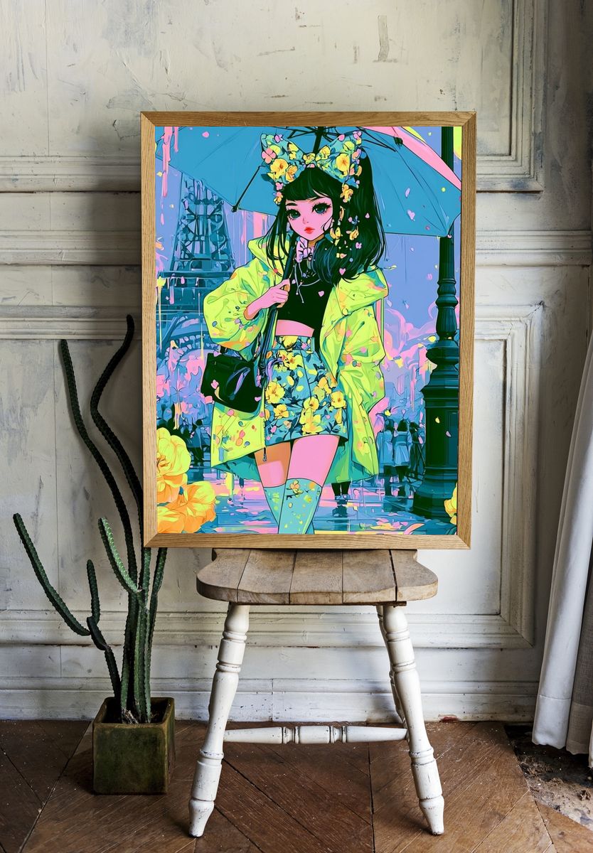 Paris Rainy Day Anime Poster. room preview