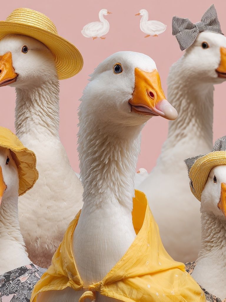 Fashion Ducks Illustration Poster. poster detail