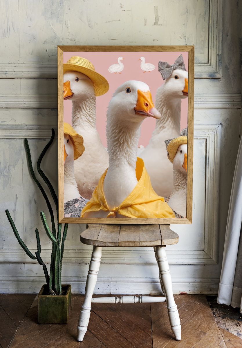 Fashion Ducks Illustration Poster room preview