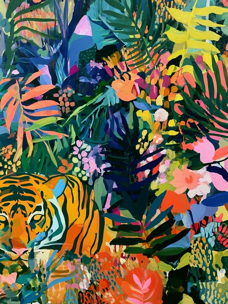 Tropical Tiger Jungle Print. poster detail