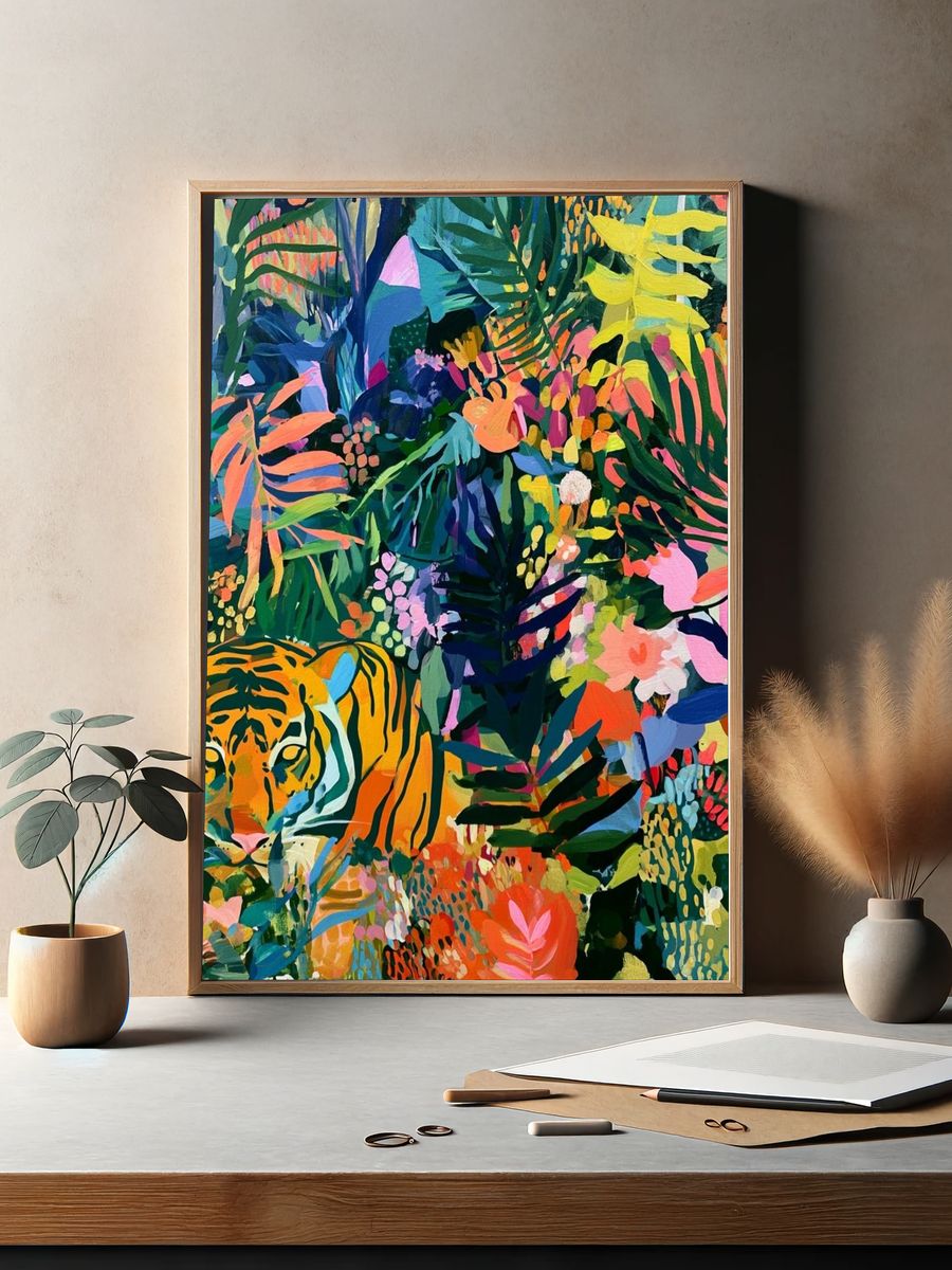 Tropical Tiger Jungle Print. — room view 2