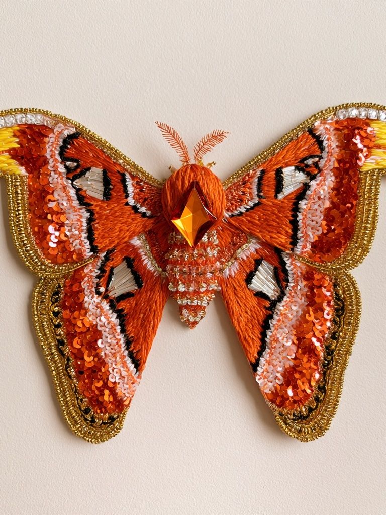 Embroidered Moth Butterfly Print. poster — animals art