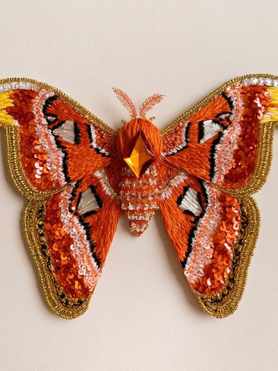 Embroidered Moth Butterfly Print. poster