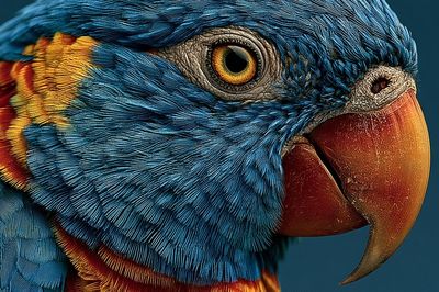 Blue Parrot Portrait Print.