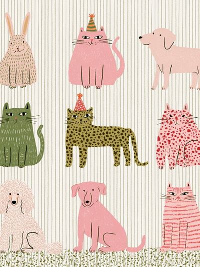Playful Animal Friends Illustration Poster. poster