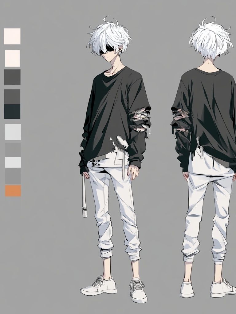 White-Haired Anime Character Poster. poster detail