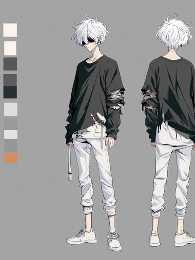 White-Haired Anime Character Poster. poster