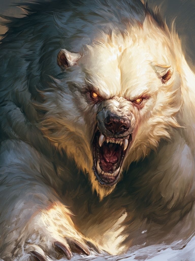 Roaring Polar Bear Illustration Poster. poster — animals art
