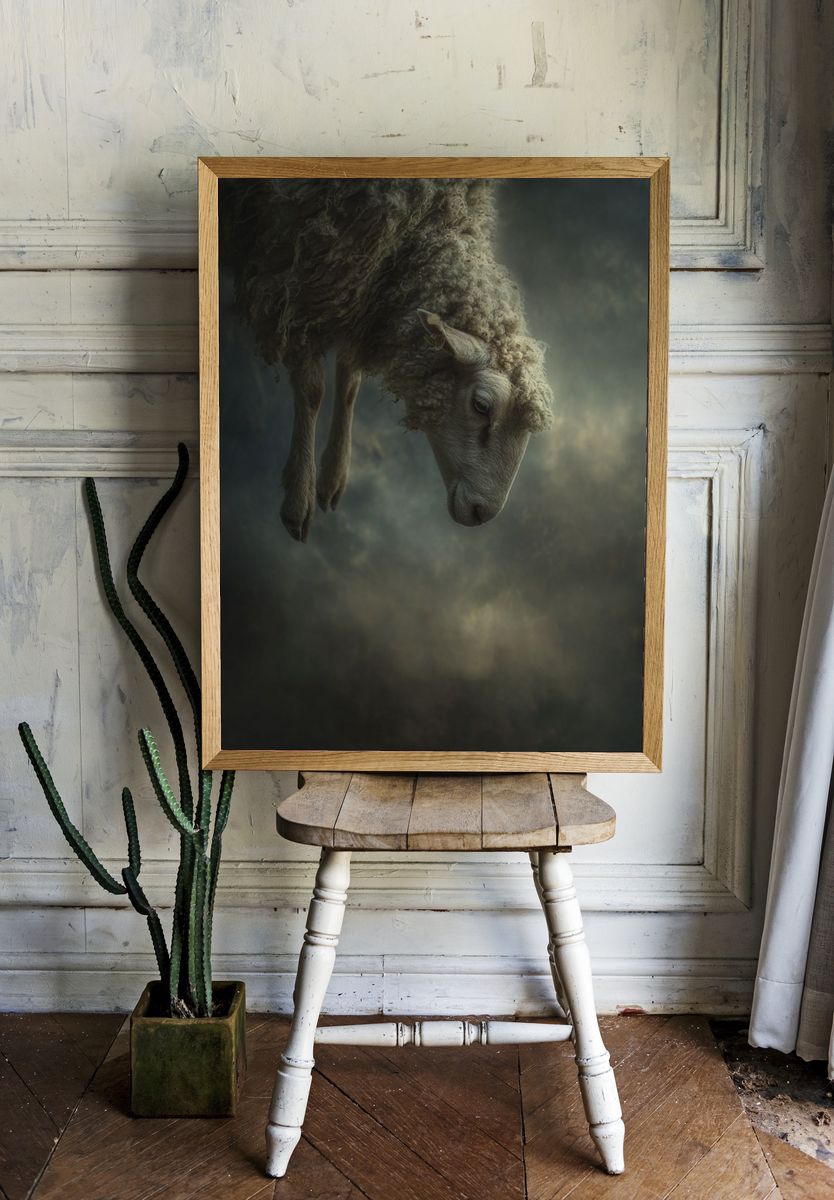 Dreaming Sheep Photography Poster. — room view 1