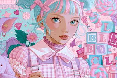 Pastel Anime Girl Illustration Poster. poster print