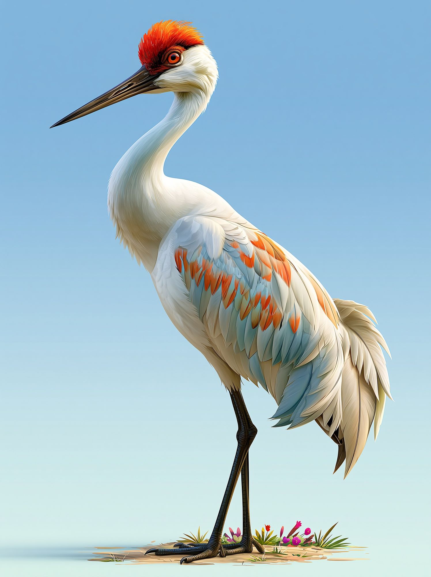 Red-Crowned Crane Illustration Poster. poster detail