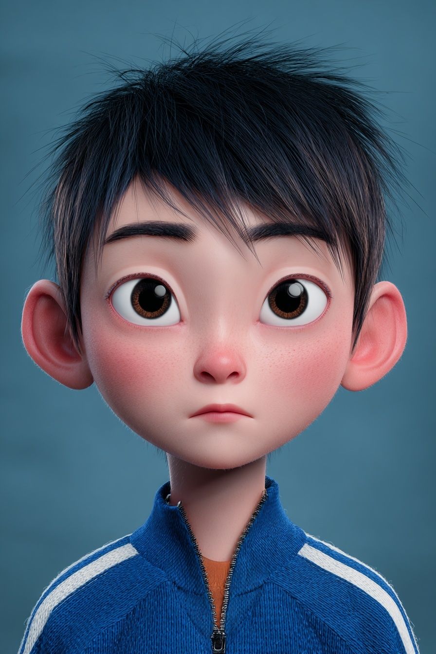 Animated Boy Portrait Print. poster detail
