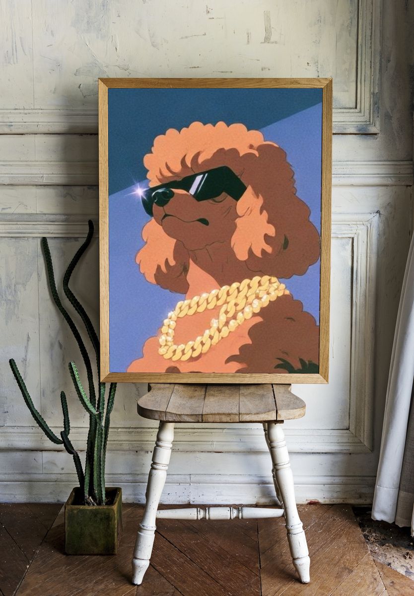 Cool Poodle Portrait Poster. — room view 1
