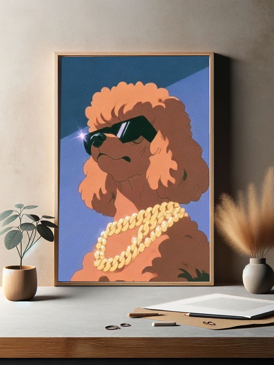 Cool Poodle Portrait Poster. — room view 2