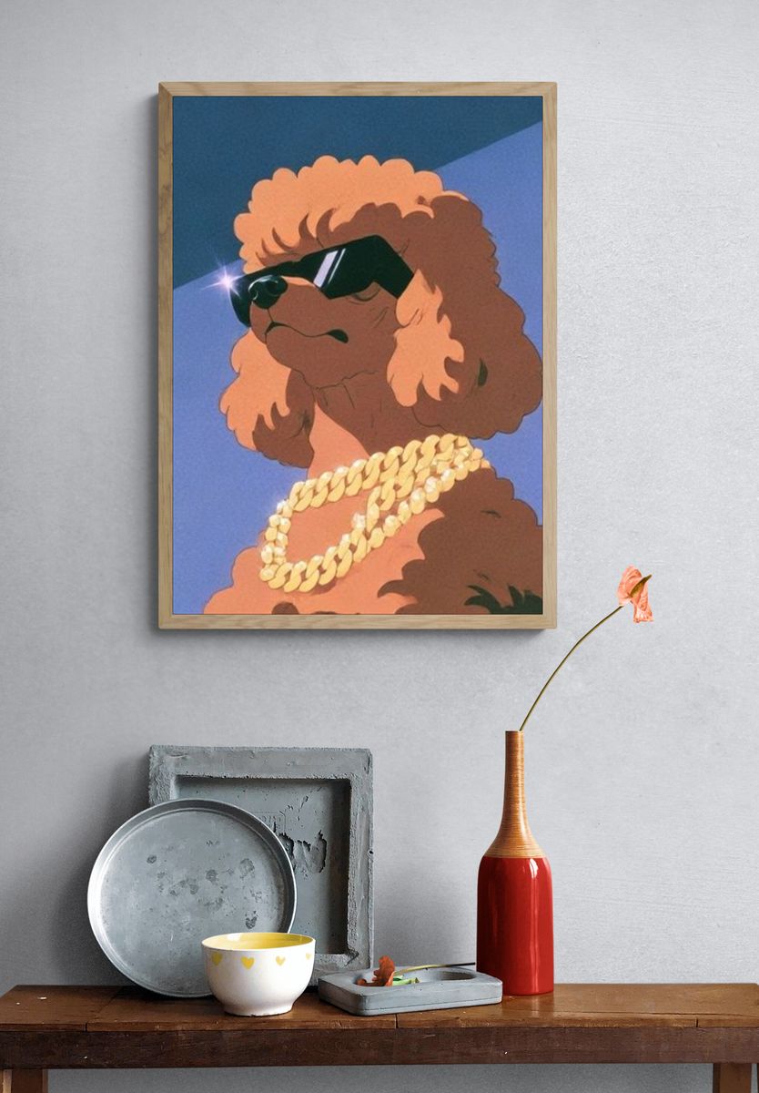 Cool Poodle Portrait Poster. — room view 3