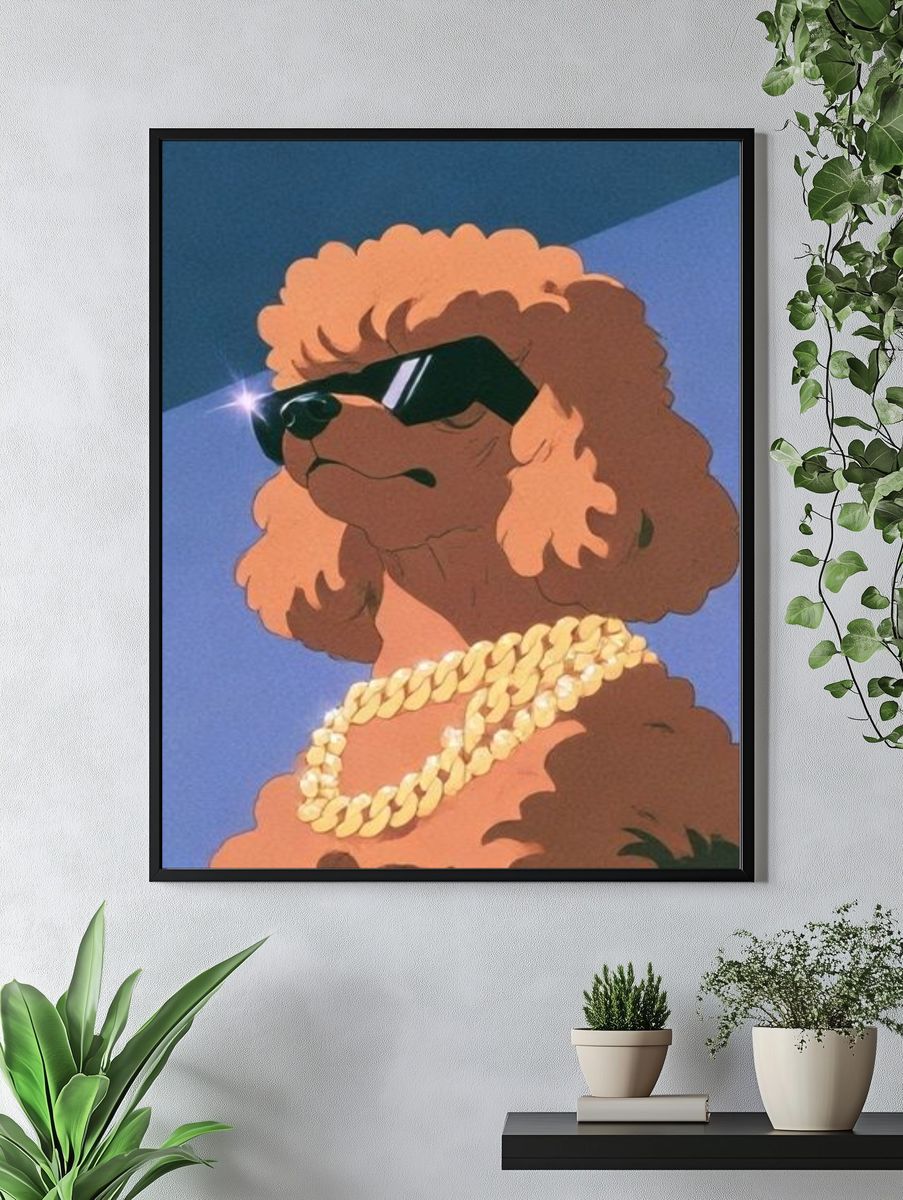 Cool Poodle Portrait Poster. — room view 4