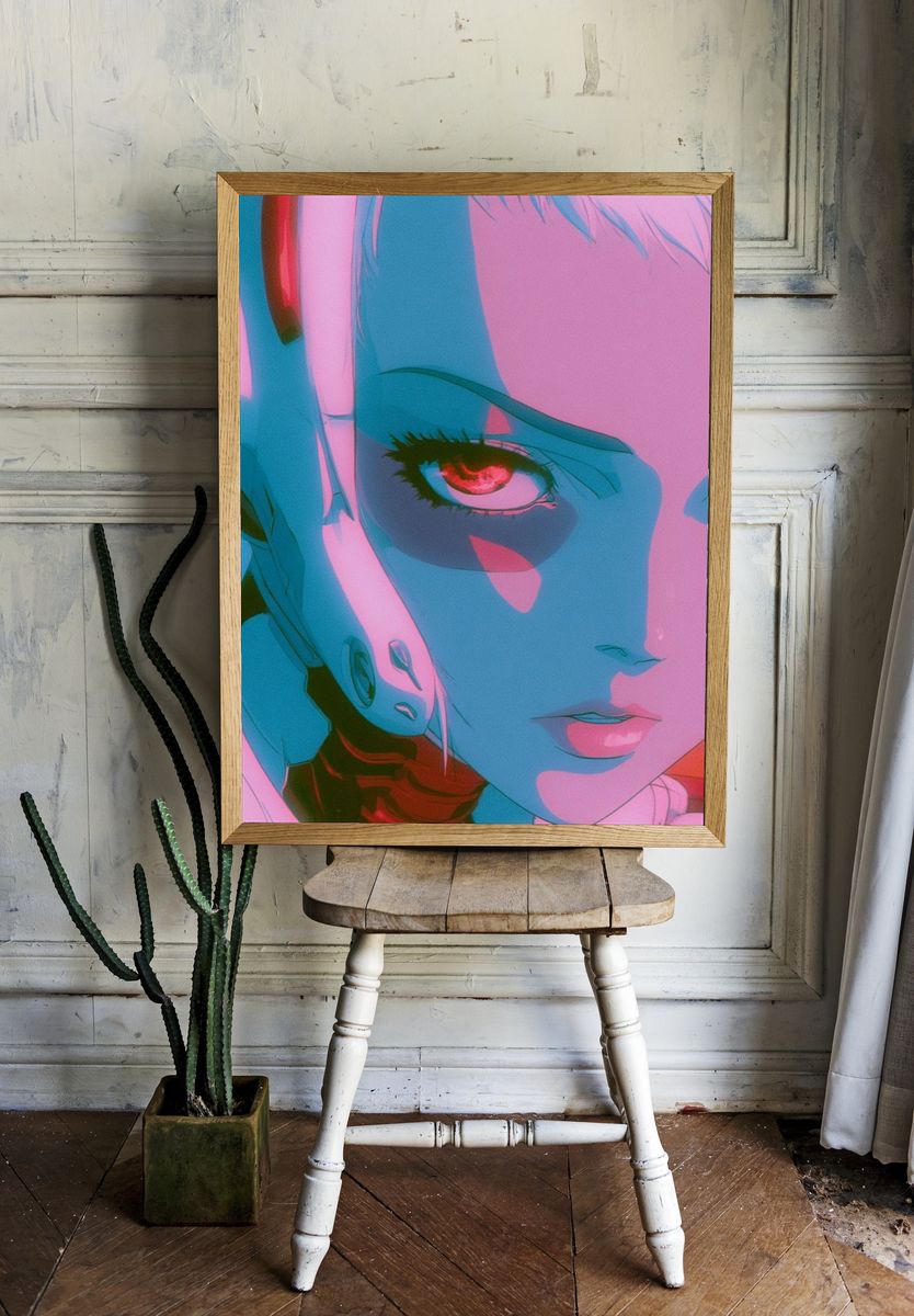 Neon Anime Portrait Poster. room preview