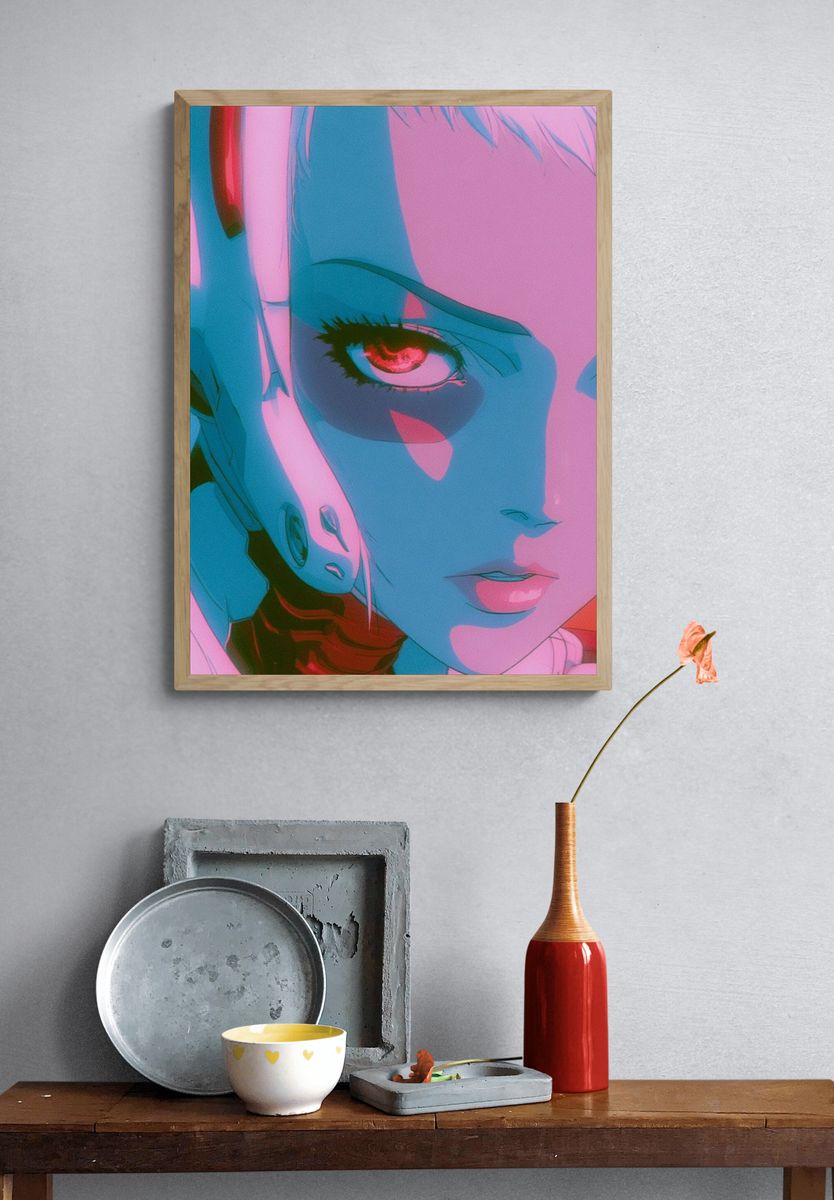 Neon Anime Portrait Poster. — room view 3