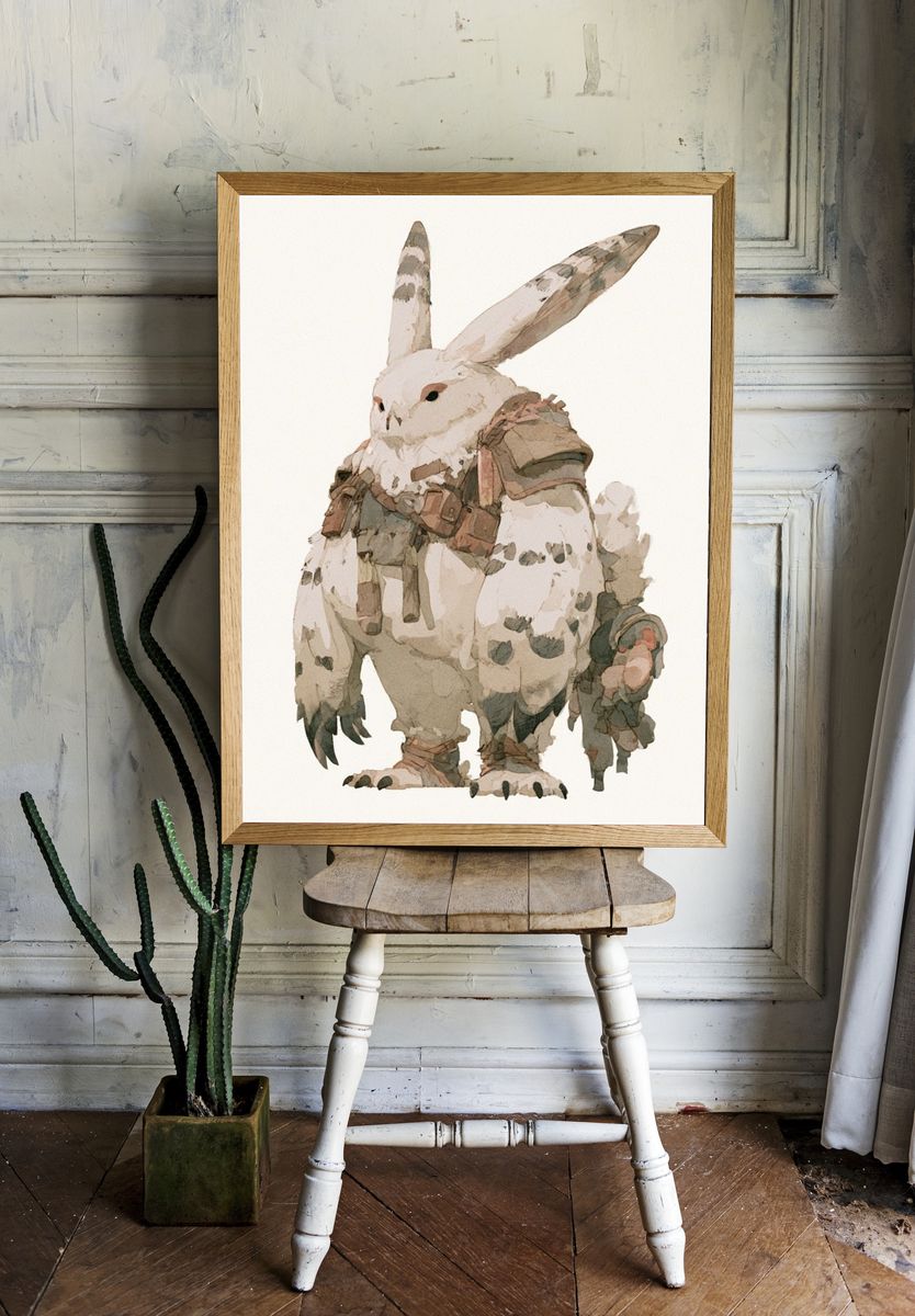 Fantasy Rabbit Watercolor Print. — room view 1