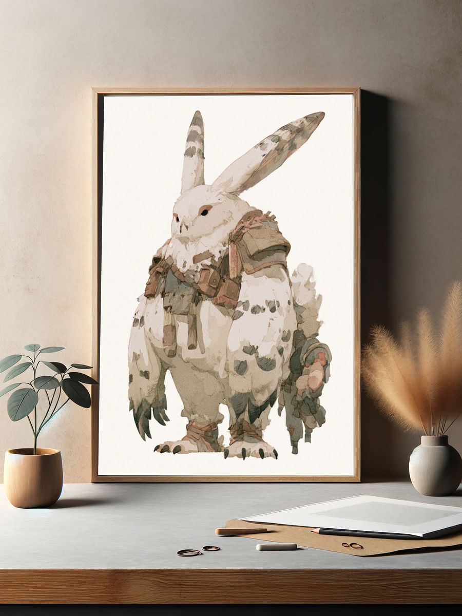 Fantasy Rabbit Watercolor Print. — room view 2