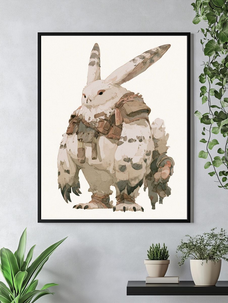 Fantasy Rabbit Watercolor Print. — room view 4