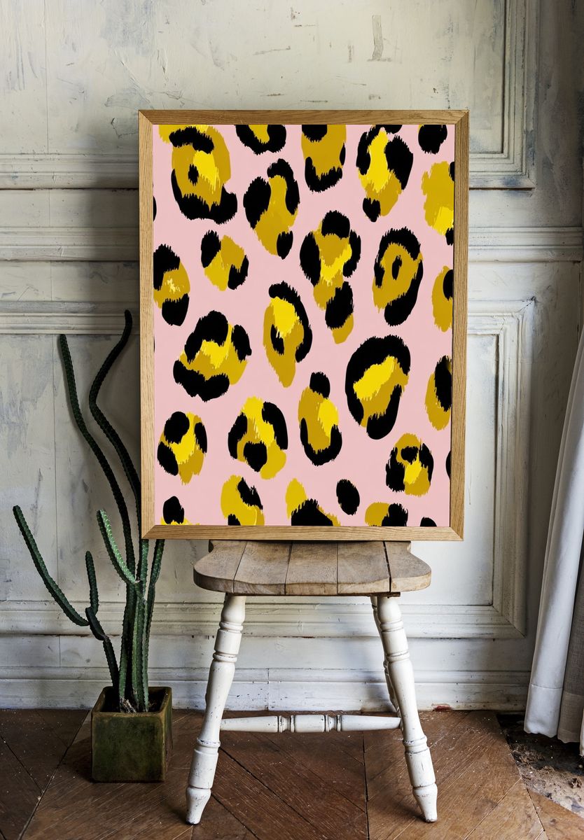 Pink Leopard Spots Abstract Print room preview