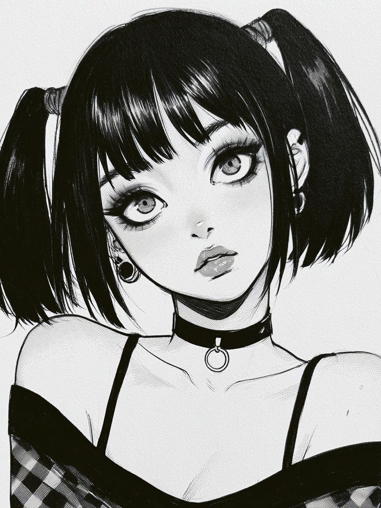 Gothic Anime Girl Portrait Print. poster — anime art