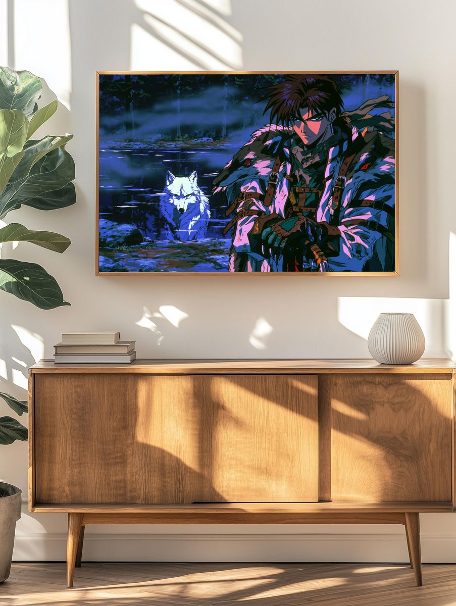 Wolf Warrior Forest Anime Poster. — room view 3