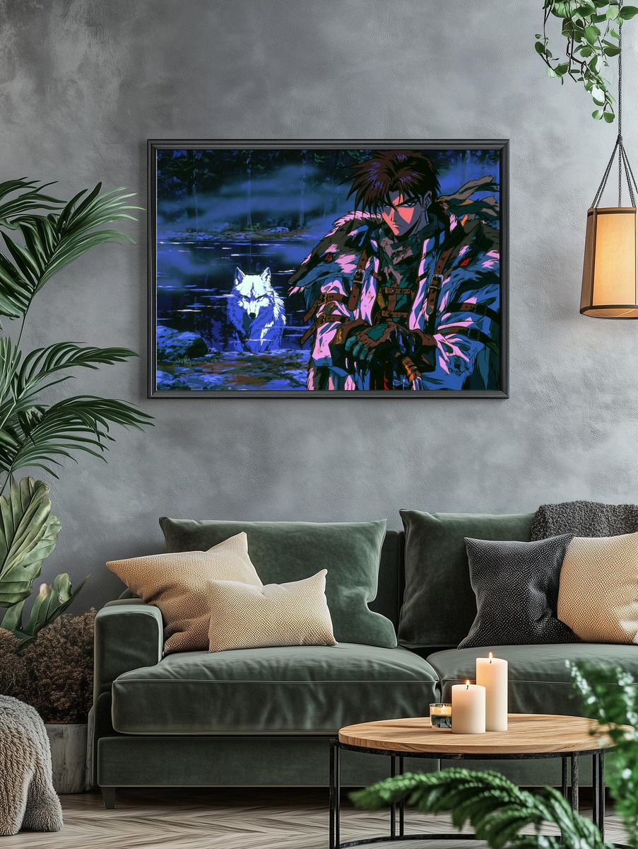Wolf Warrior Forest Anime Poster. — room view 4