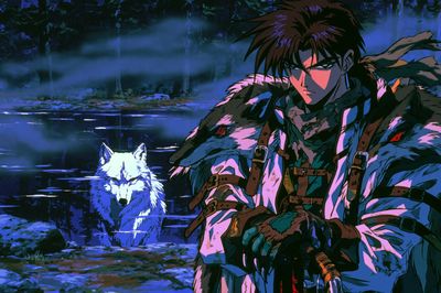 Wolf Warrior Forest Anime Poster. poster