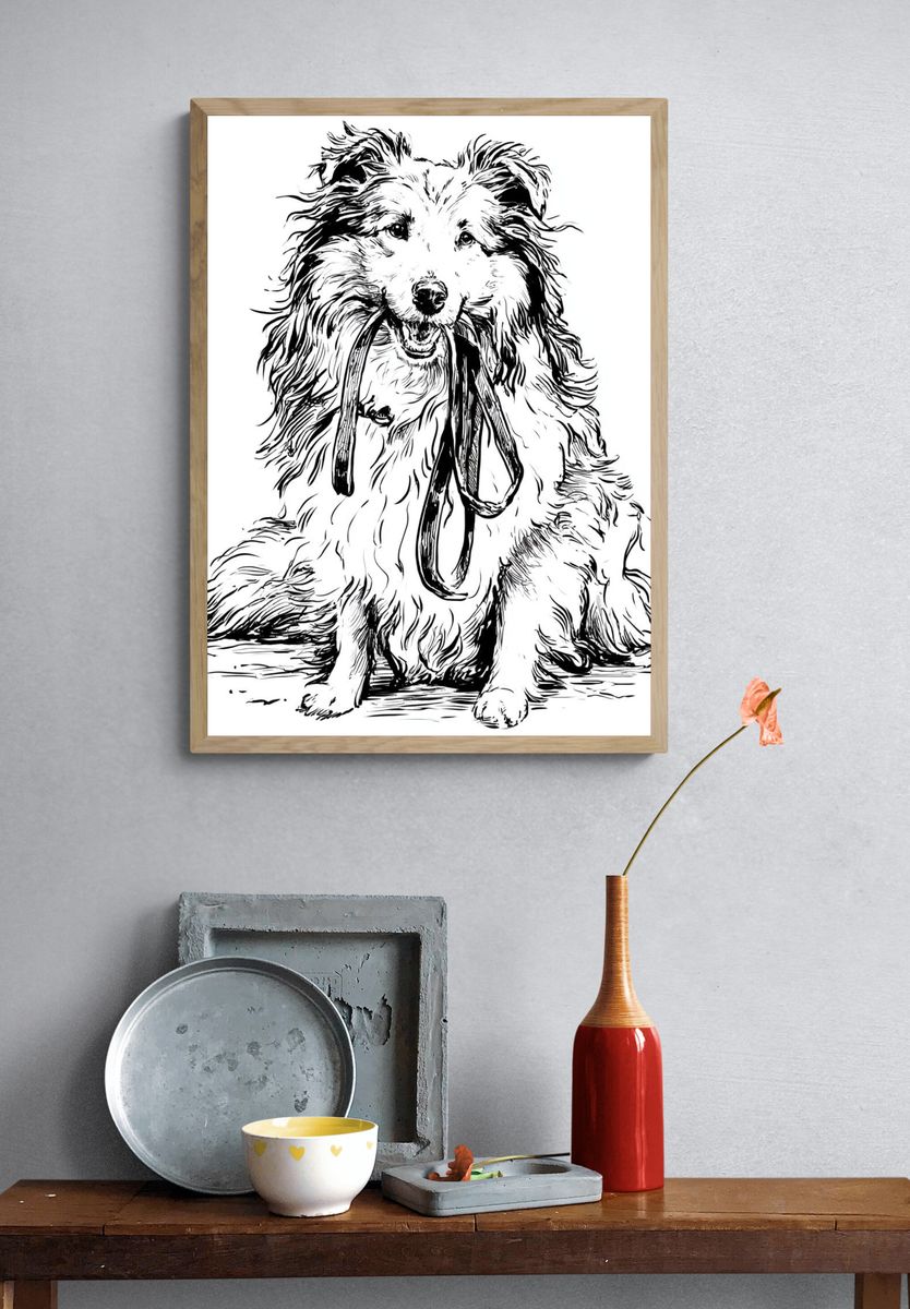 Sheltie Line Art Poster. — room view 3